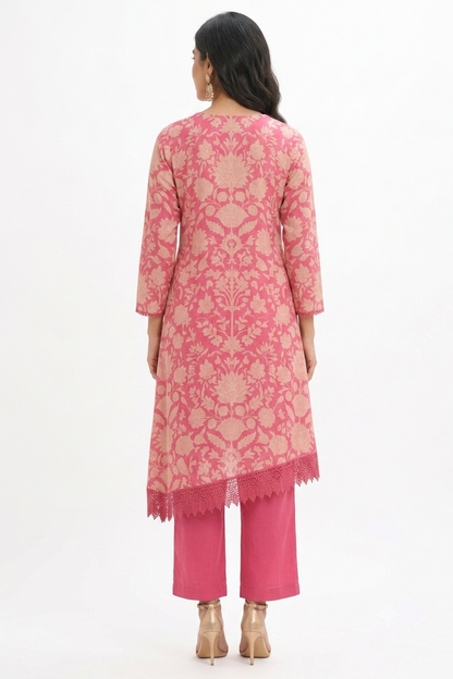 DHO104P- Pure Muslin Stitched Suits with Floral Design