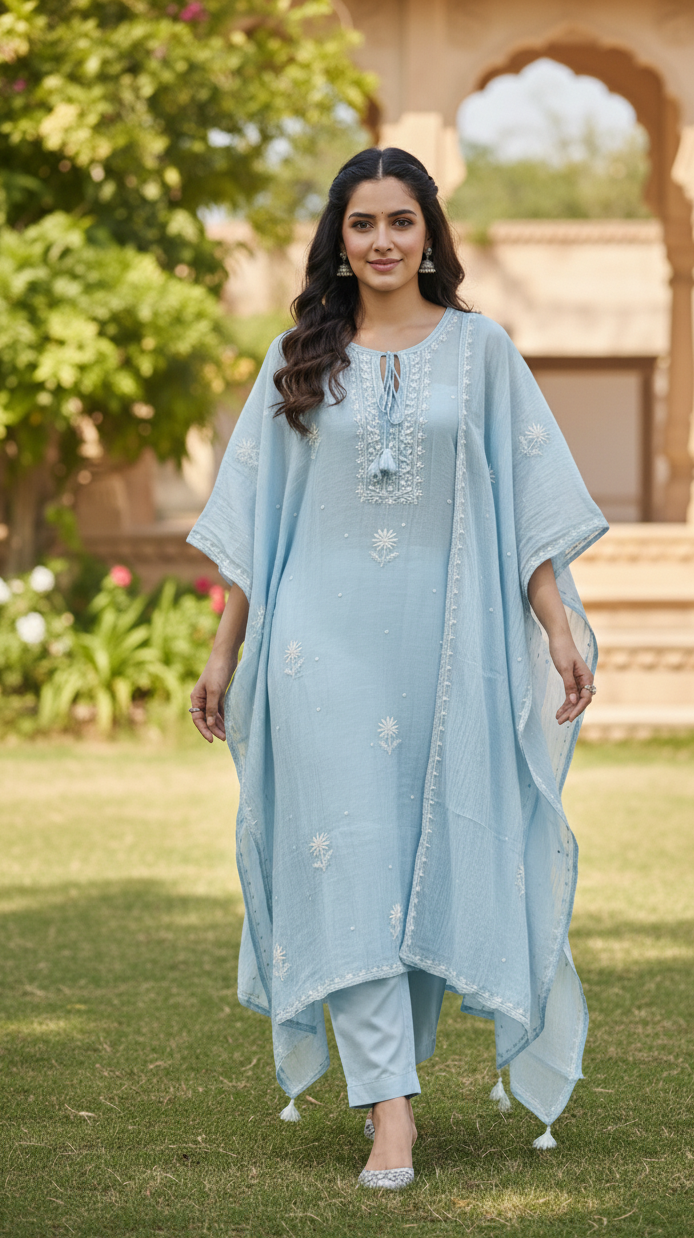 DH255-Chikankari -inspired semi stitched suit