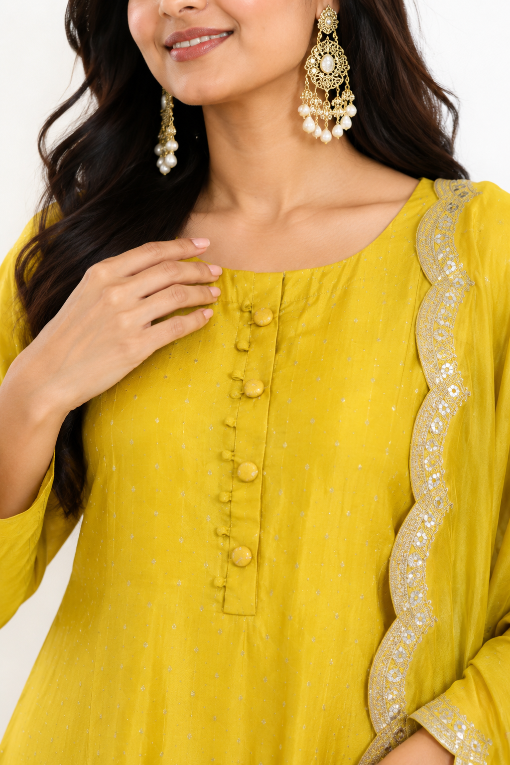 DH232-Lime Yellow Suit with Gota Patti Lace Detailing