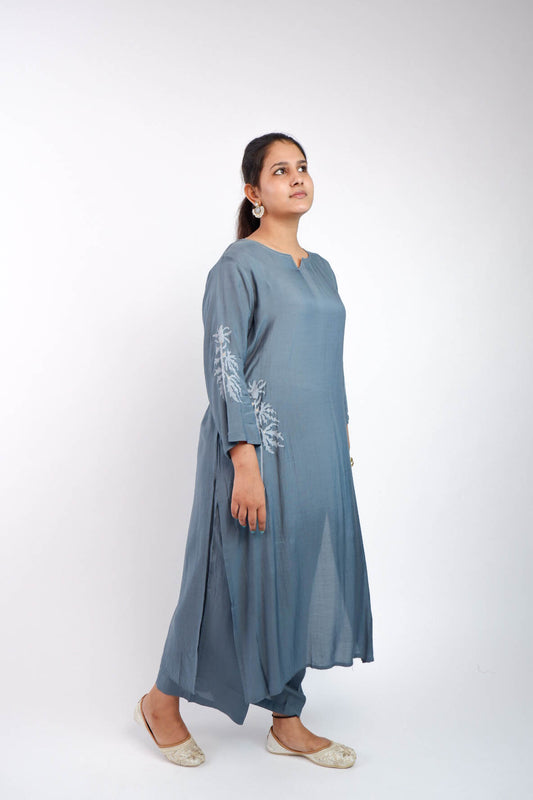 DH205-Stylish Grey Two-Piece Kurta Set