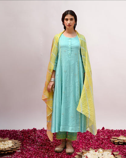DH176- Blue and yellow suit - Dharini's Store